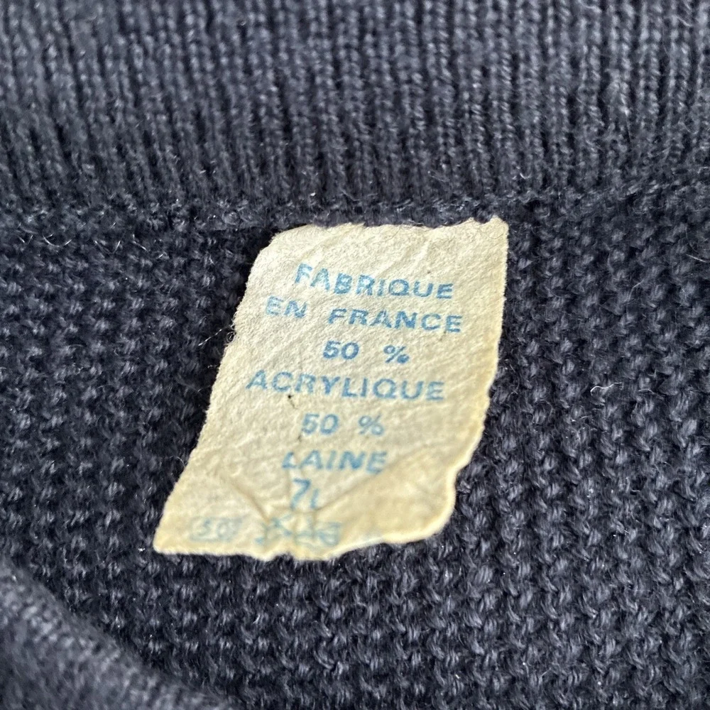 Vintage French Gendarmerie Wool Commando Sweater Made in France Military Police